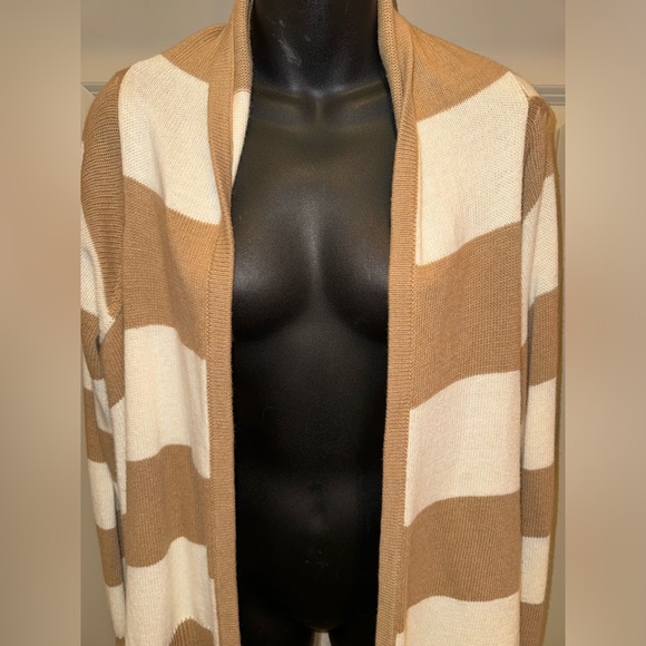 MOSSIMO Brown Cream Striped Cardigan Sweater size XL - Picture 4 of 12